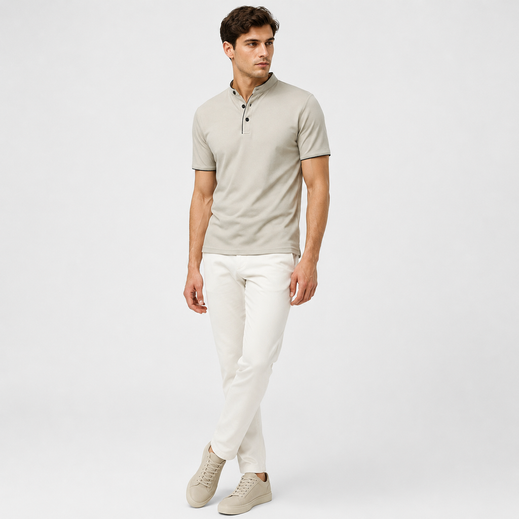 Marek | Męska Koszulka Polo – Minimalistyczny Stójkowy Fason