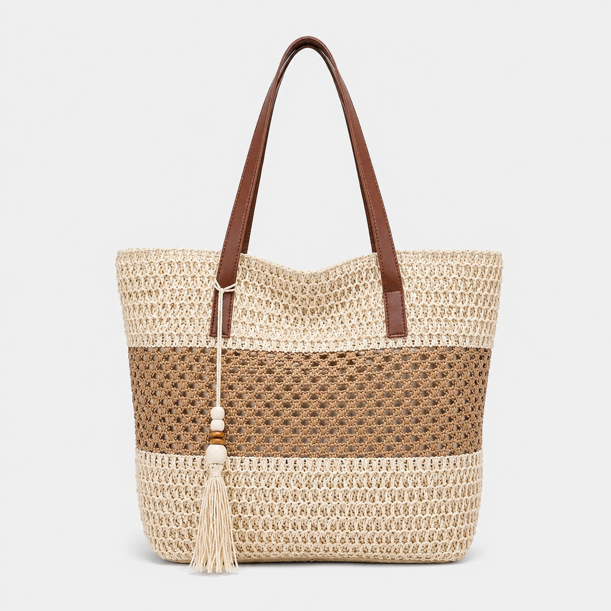 Selena | Damska Pleciona Torebka Plażowa Shopper – Lekka Torba Letnia Boho