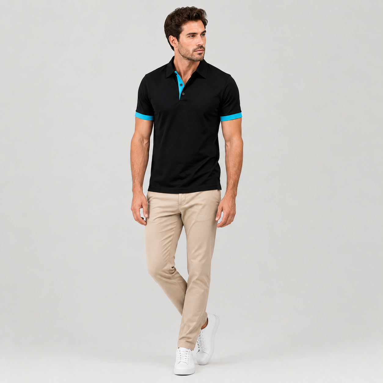 Leonel | Męska Koszulka Polo – Klasyczny Kontrastowy Styl