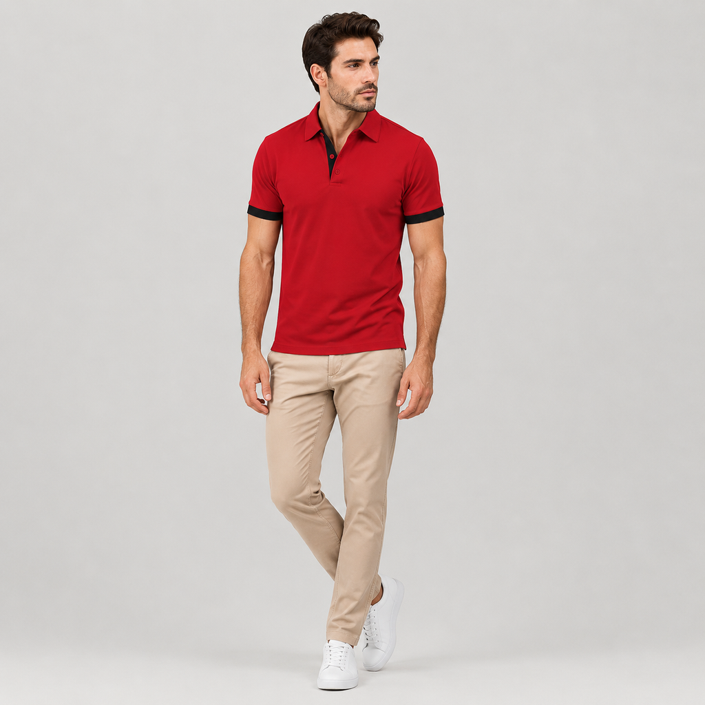 Leonel | Męska Koszulka Polo – Klasyczny Kontrastowy Styl
