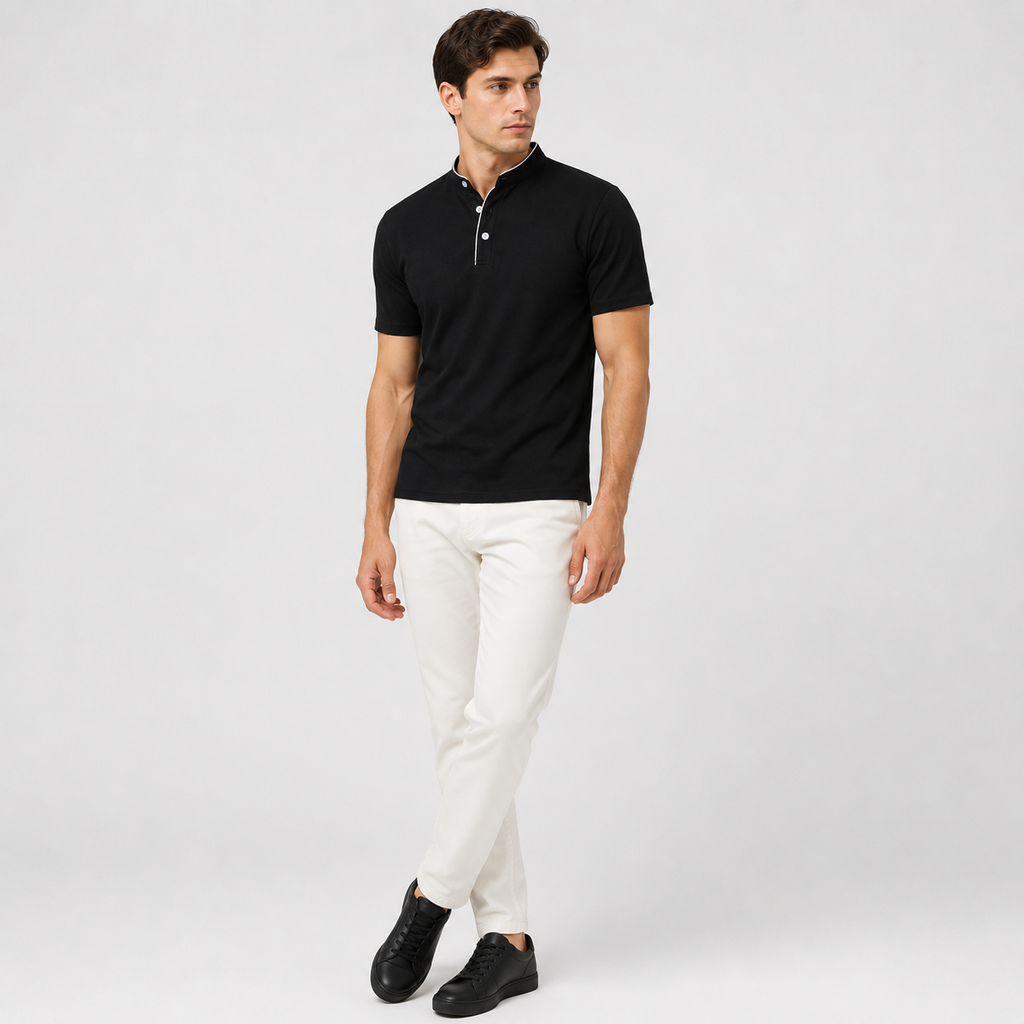 Marek | Męska Koszulka Polo – Minimalistyczny Stójkowy Fason