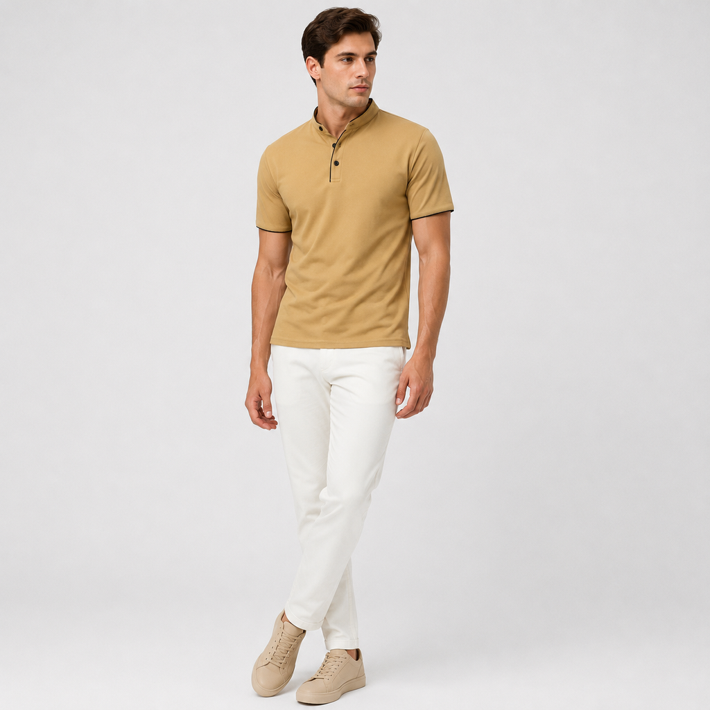 Marek | Męska Koszulka Polo – Minimalistyczny Stójkowy Fason