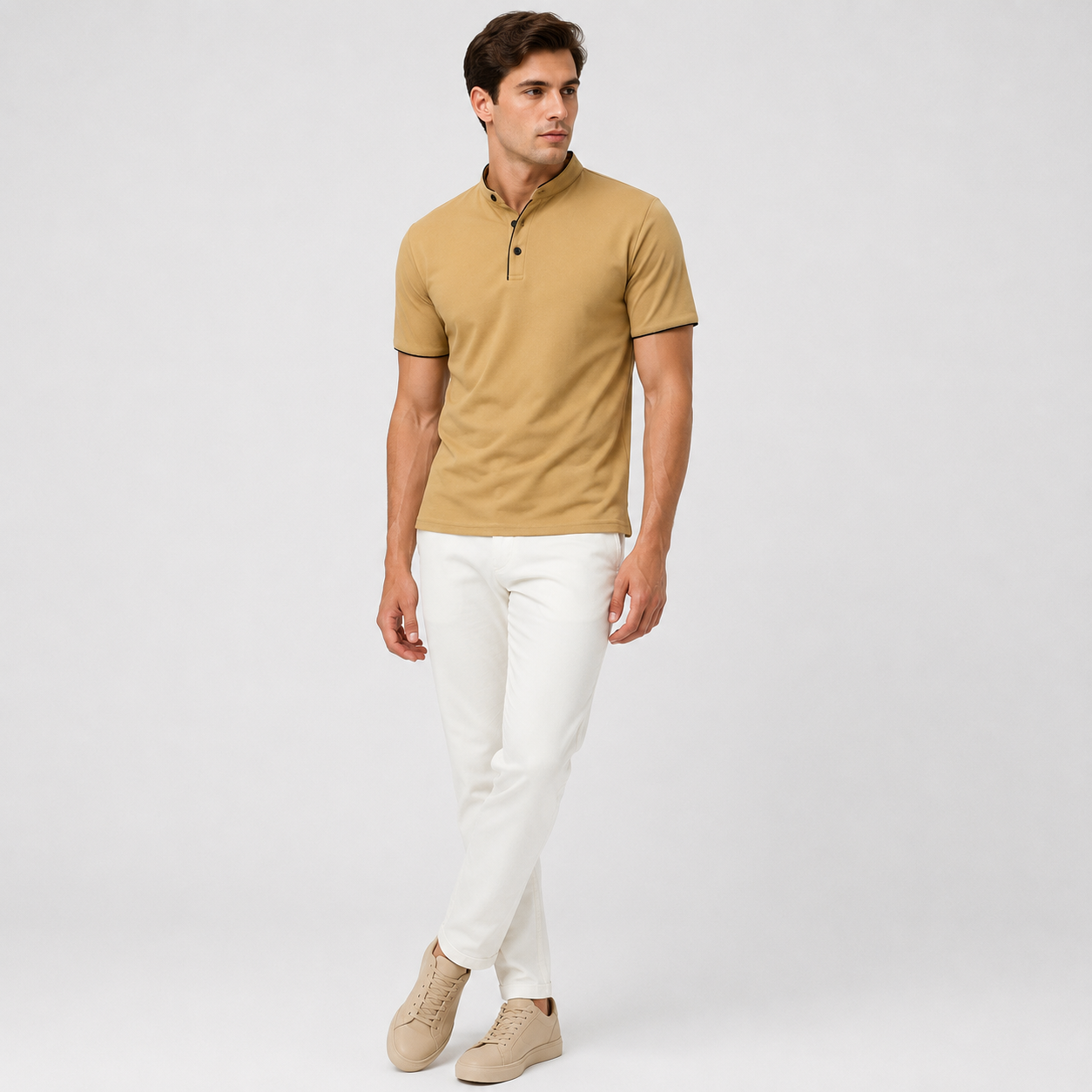Marek | Męska Koszulka Polo – Minimalistyczny Stójkowy Fason