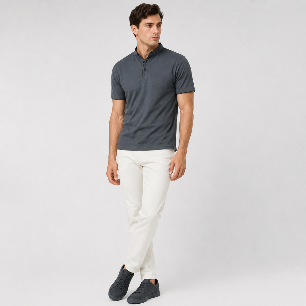 Marek | Męska Koszulka Polo – Minimalistyczny Stójkowy Fason
