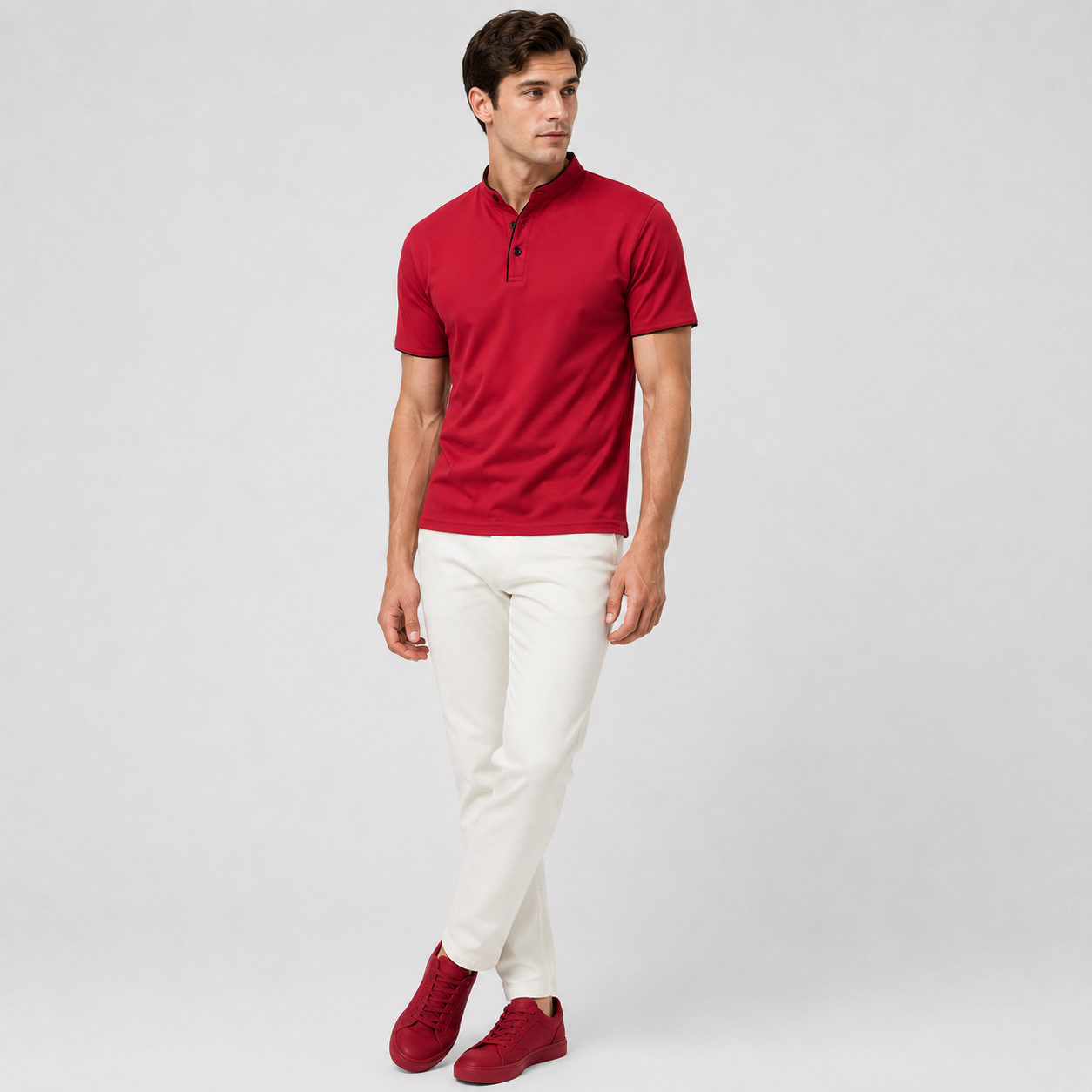 Marek | Męska Koszulka Polo – Minimalistyczny Stójkowy Fason