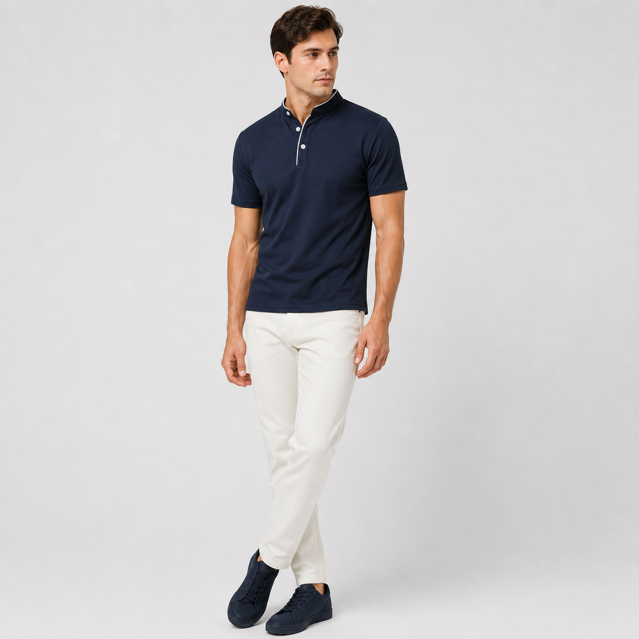 Marek | Męska Koszulka Polo – Minimalistyczny Stójkowy Fason