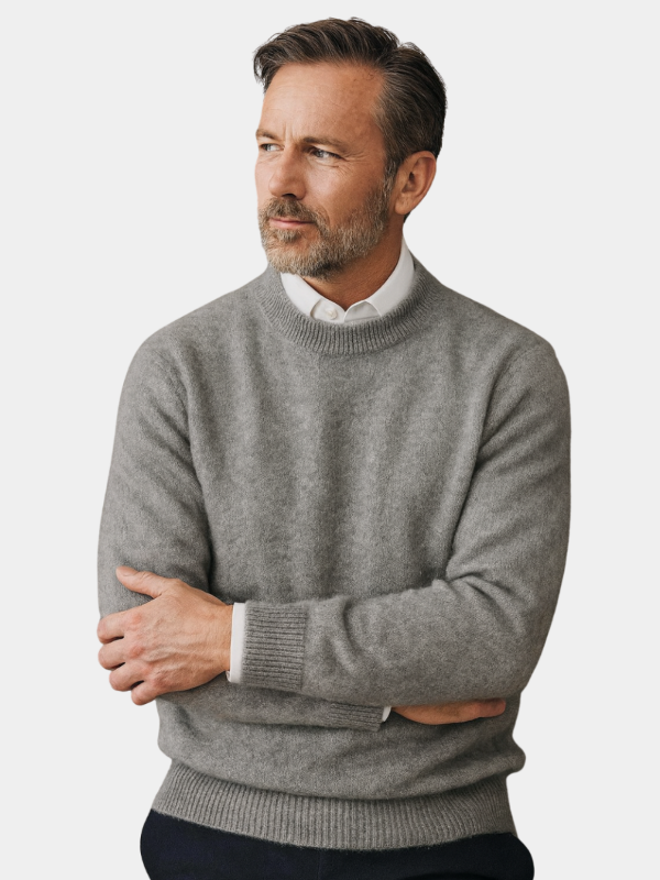Męski sweter z okrągłym dekoltem do eleganckich zestawów