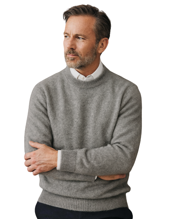 Męski sweter z okrągłym dekoltem do eleganckich zestawów