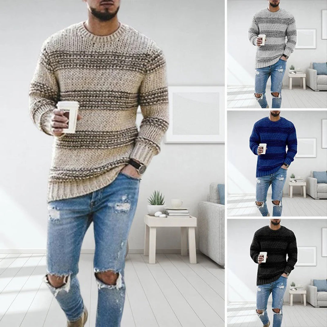 Męski sweter z okrągłym dekoltem na chłodne dni