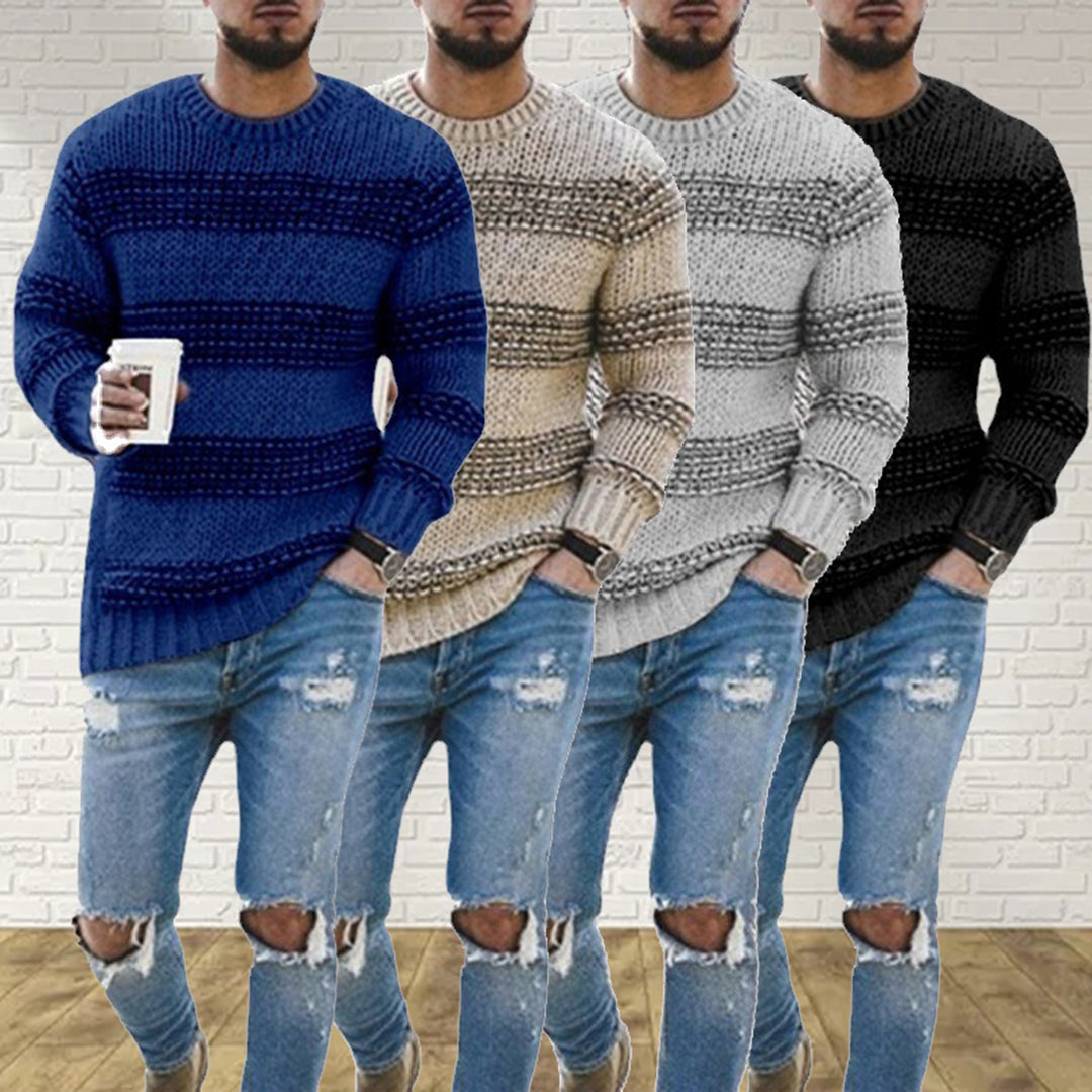 Męski sweter z okrągłym dekoltem na chłodne dni