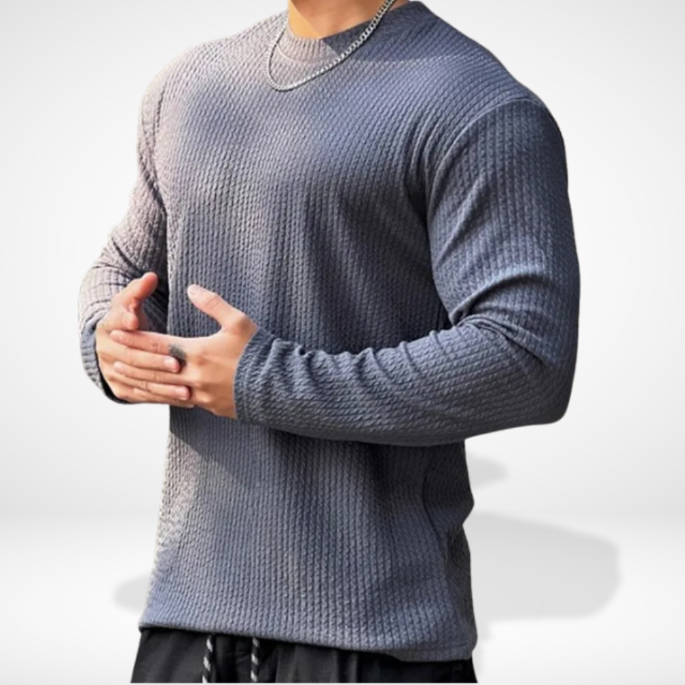 Męski sweter z okrągłym dekoltem na chłodniejsze dni